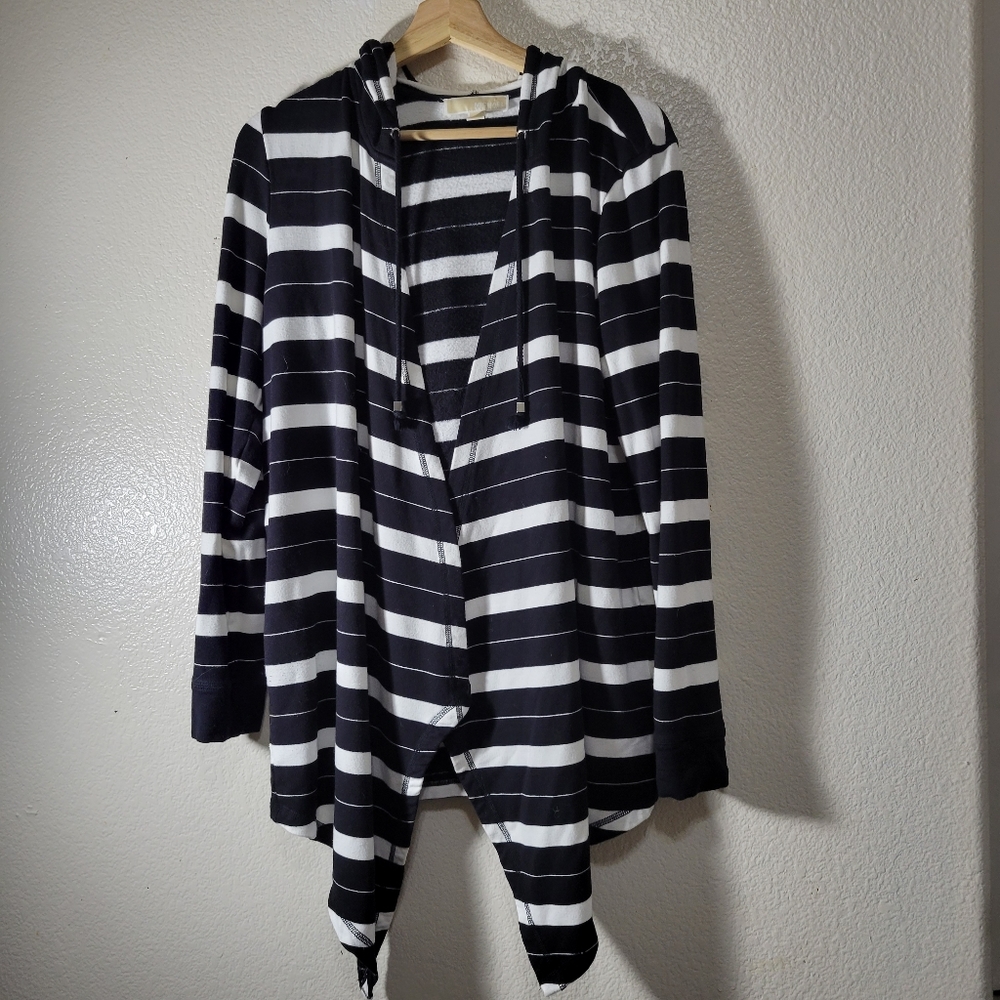 Michael Kors Open Front Cardigan With Hoodie
